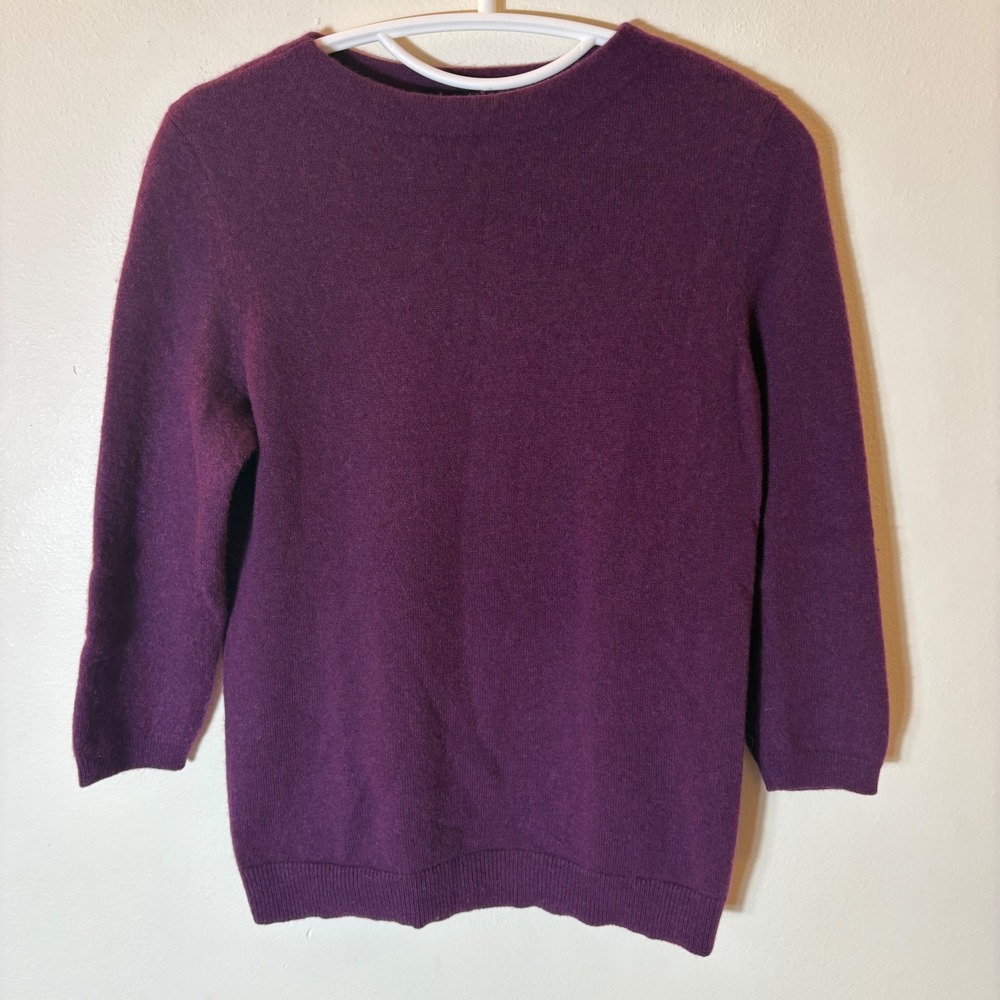 Talbots Audrey Cashmere Sweater in Dark‎ Pretty Plum Heather Size Medium Petite